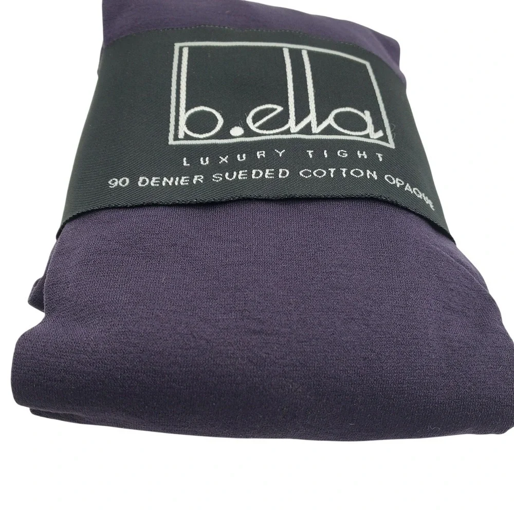 Purple Sueded Cotton Opaque Tights Ladies Sz SMALL Plum B.ella Erika Italian NWT